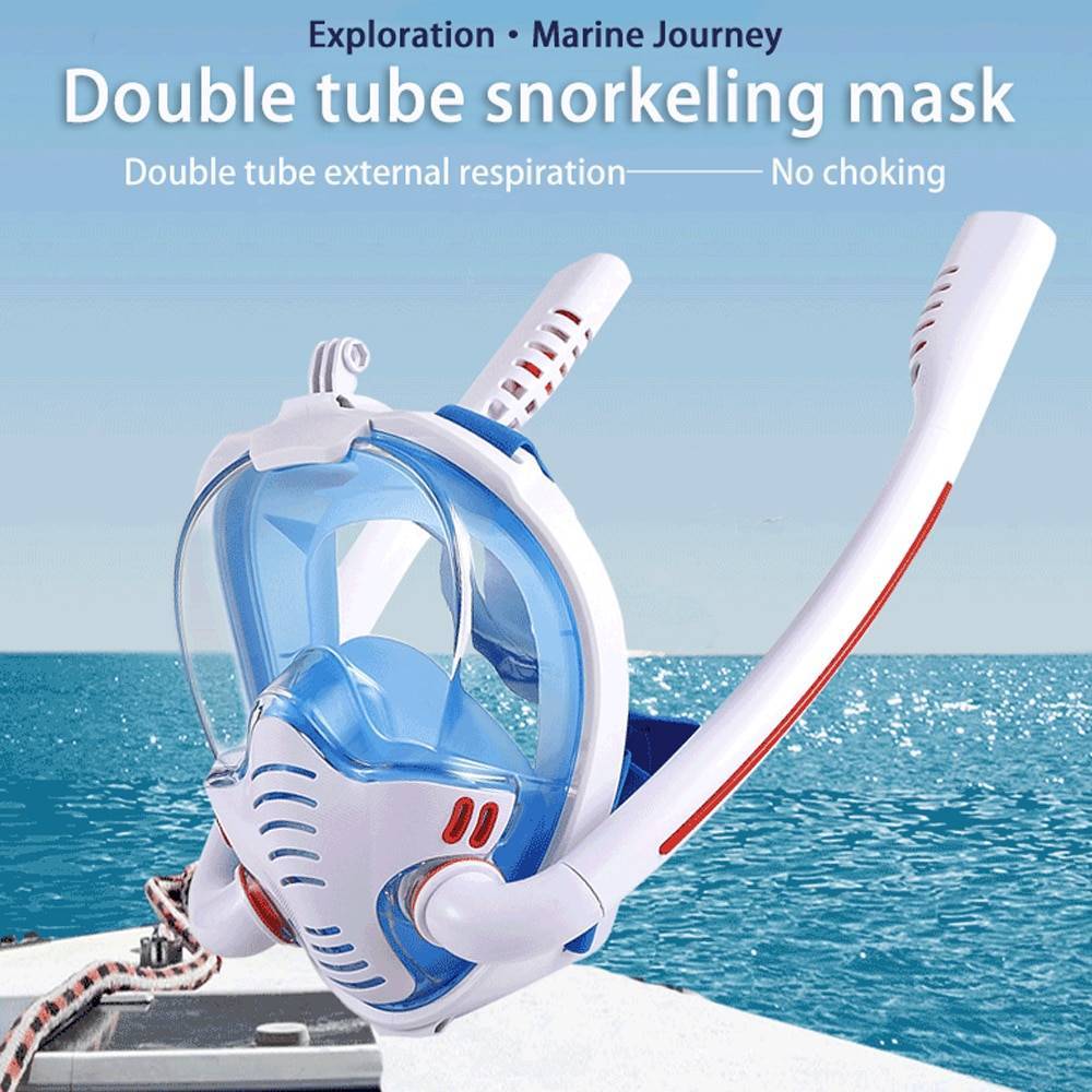 Double Tube swimming Mask - قناع سباحة وأنبوب تنفس مزدوج هايدرو-برو - لارج/إكس لارج